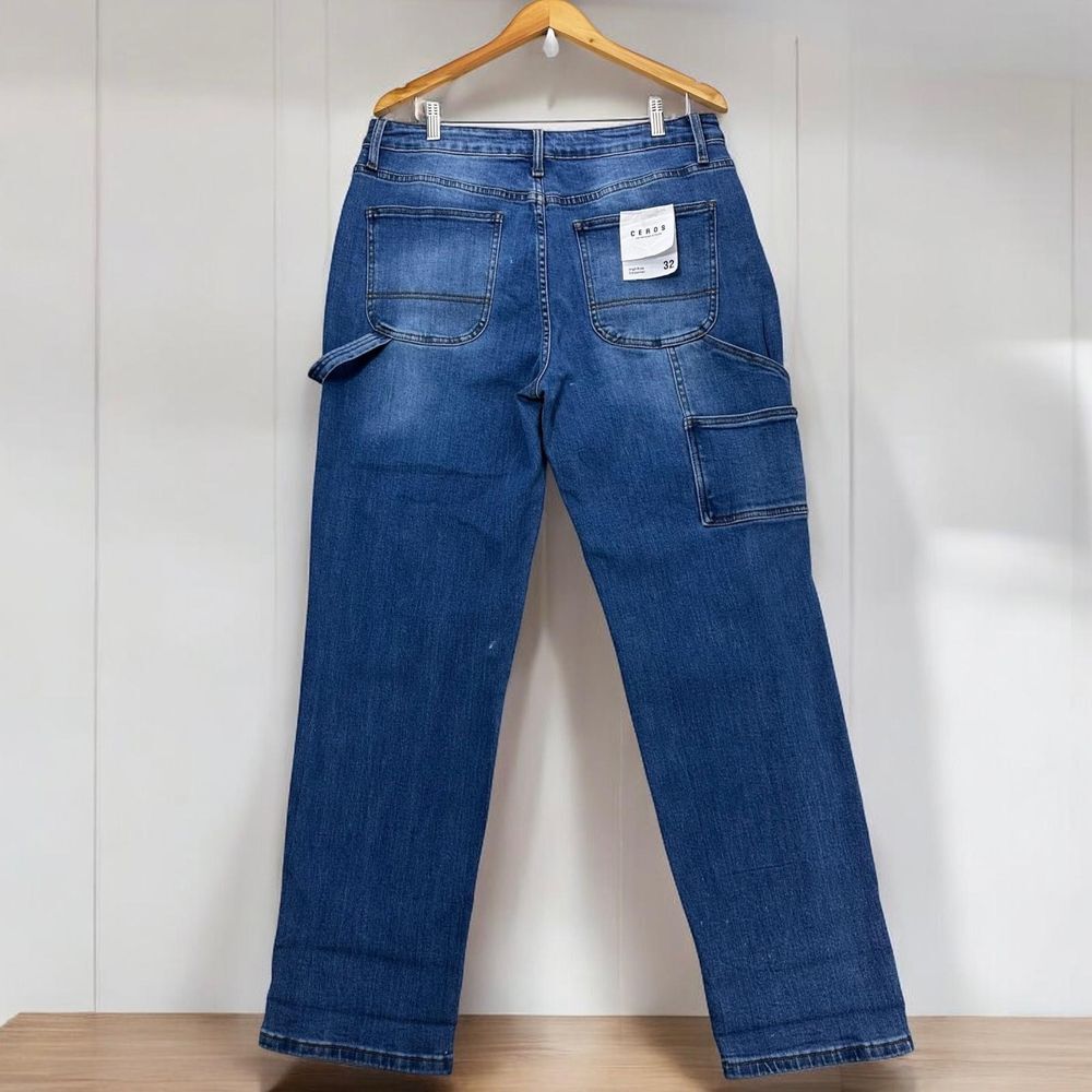 CEROS Carpenter Jeans High Rise‎ Distressed Denim Straight Leg Blue Size 32 - Picture 3 of 6